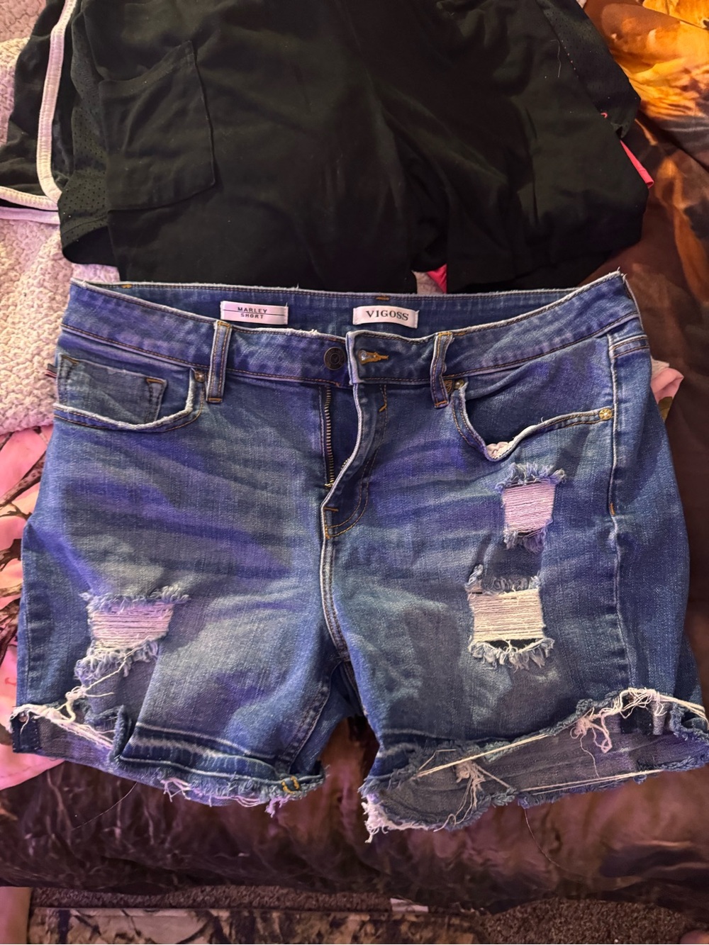 Vigoss Women's Distressed Light Blue Denim Shorts